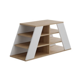 Hanah Home Pyramid Shoe Bench - Roble y Blanco